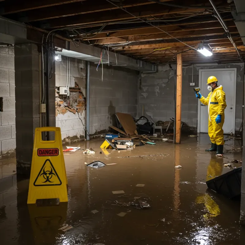 Flooded Basement Electrical Hazard in Yadkinville, NC Property